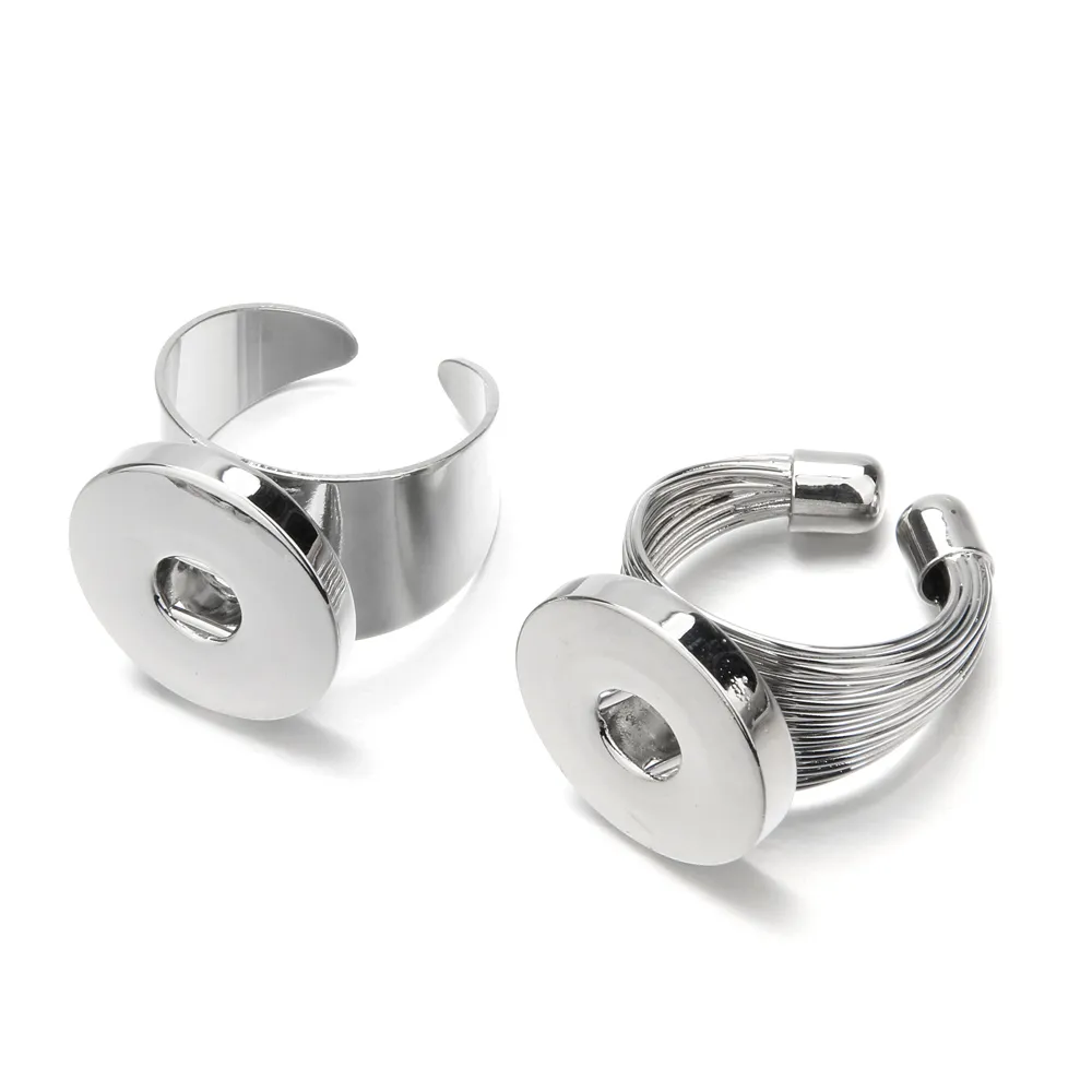 Anel aberto com botão de pressão de 18 mm Botões de pressão de 18 mm anéis para joias femininas