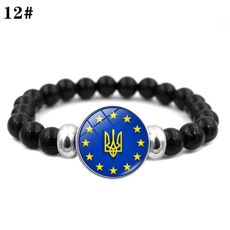 New Arrival Ukraine Bracelet Ukrainian Symbol Glass Cabochon Multilayer Leather Bracelets High Quality Men Bangles Party Favor CPA4337 0323