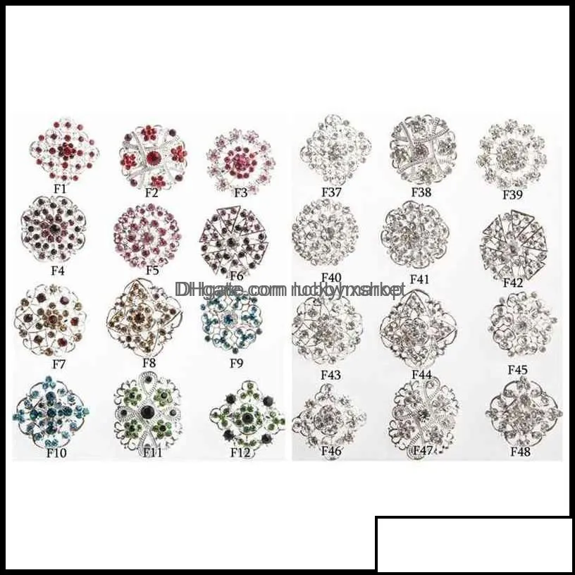 pins brooches jewelry 24pcs clear crystal rhinestones women bridal gold brooch pins for diy wedding bouquet kits drop delivery 2021