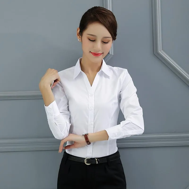 Women's Blouses & Shirts Women Shirt Long Sleeve Ladies Office Plus Size 4XL Blouse Cotton White OL Female Blusas Camisa MujerWomen's