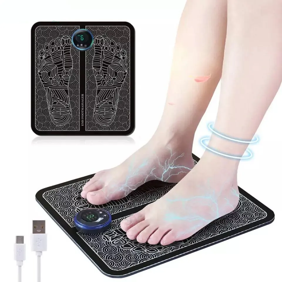 Electric EMS Traitement du pied Masseur du pied Pad Stimulatrice musculaire Stimulation de jambe Mat Soulagez la douleur Health Care Masajeador de Tratamiento de Pies EMS