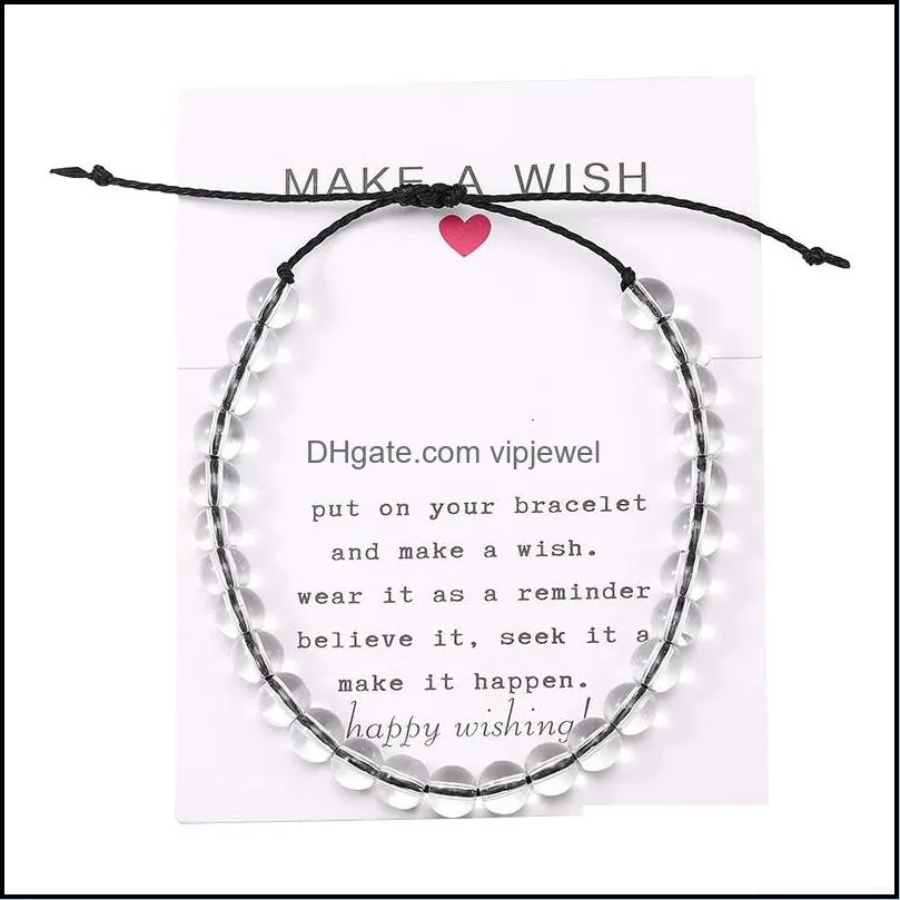 higth quality fashion ocean beads bracelet make a wish card rope braided bracelets bangles with glass bead for women girls beach