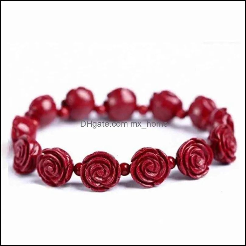 Chinese Style Products Raw Cinnabar Bracelet Rose High Content Purple Gold Sand Flower Bloom Rich Diy Buddha Beads Accessories