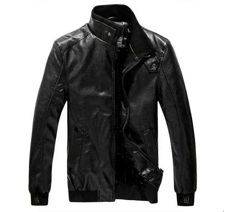 Коричневая кожаная куртка мужчина черная мотоциклетная куртка мужчина негабаритный воротник с длинными рукавами из искусственных кожа