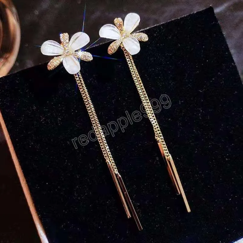 Mode Lange Quaste Baumeln Ohrringe Koreanische Geometrische Blume Hängen Frauen Ohrringe Exquisite Schmuck Geschenke