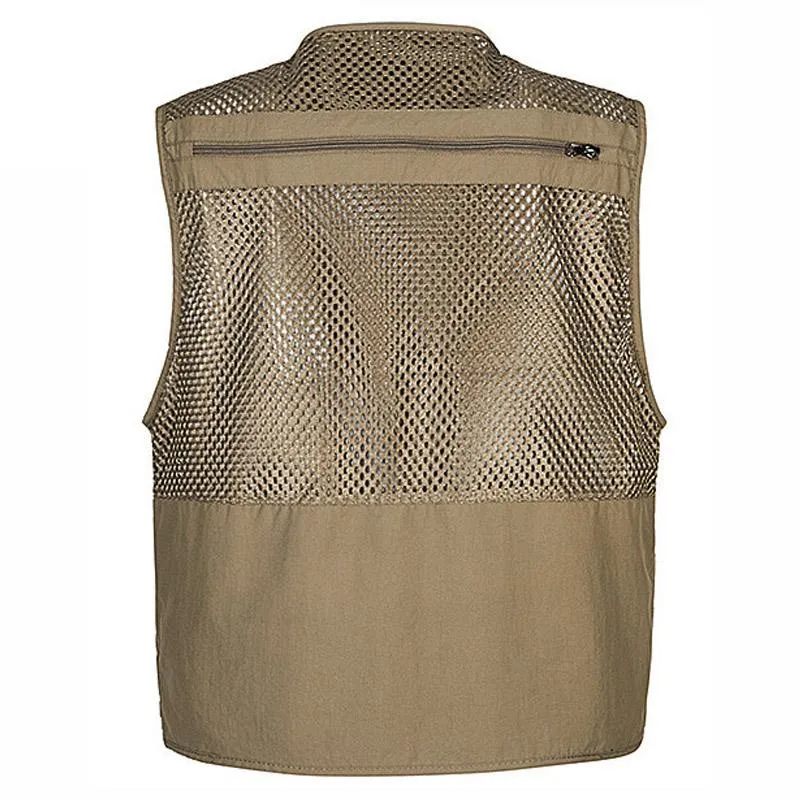 Herreveste Herre Armygrøn Khaki Multi Pocket Mesh Vest Fiskertøj Multifunktionel Ærmeløs Jakke Vest_voghion.com