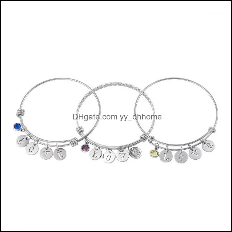 Braccialetti Bangle Gioielli 50Mm 60Mm 65Mm Bracciale Filo Regolabile Semplice Fai Da Te Espandibile Cablaggio Donna Bambino Lettera Love1 Drop Delivery 2021 Ve