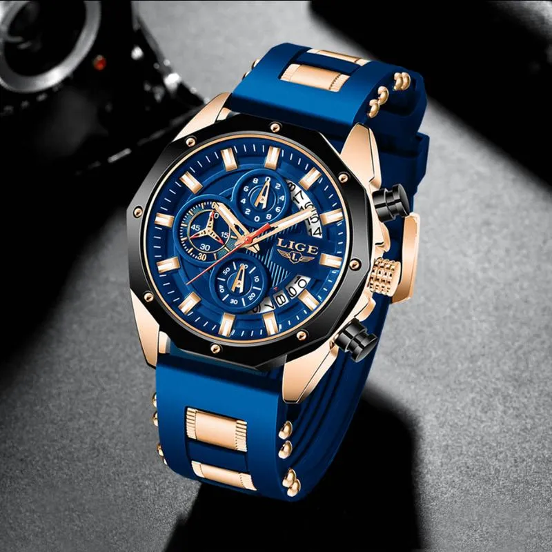 Armbanduhren Top LIGE Marke Casual Fashion Uhr Für Mann Sport Militär Silicagel Armbanduhr Chronograph Herren Uhren Uhren HombreWristwat