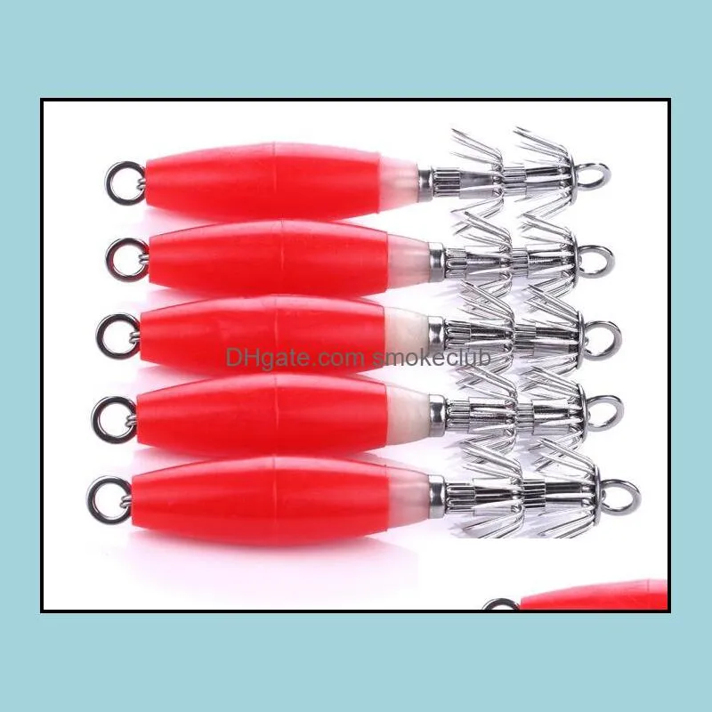 10PCS 10cm/15g 3.93in/0.52oz 7color Squid hooks Octopus hook cuttle hooks florescent light Glow in dark High quality!