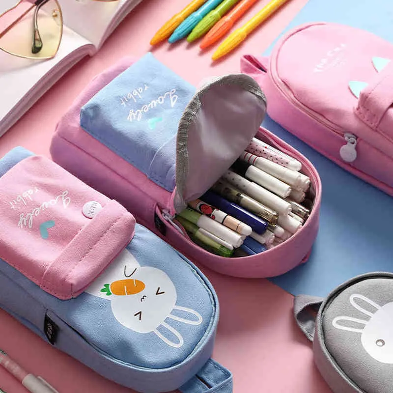 Dropship Kawaii Large Pencil Case Stationery Storage Bags Canvas Pencil Bag  Cute School Supplies For Girl to Sell Online at a Lower Price