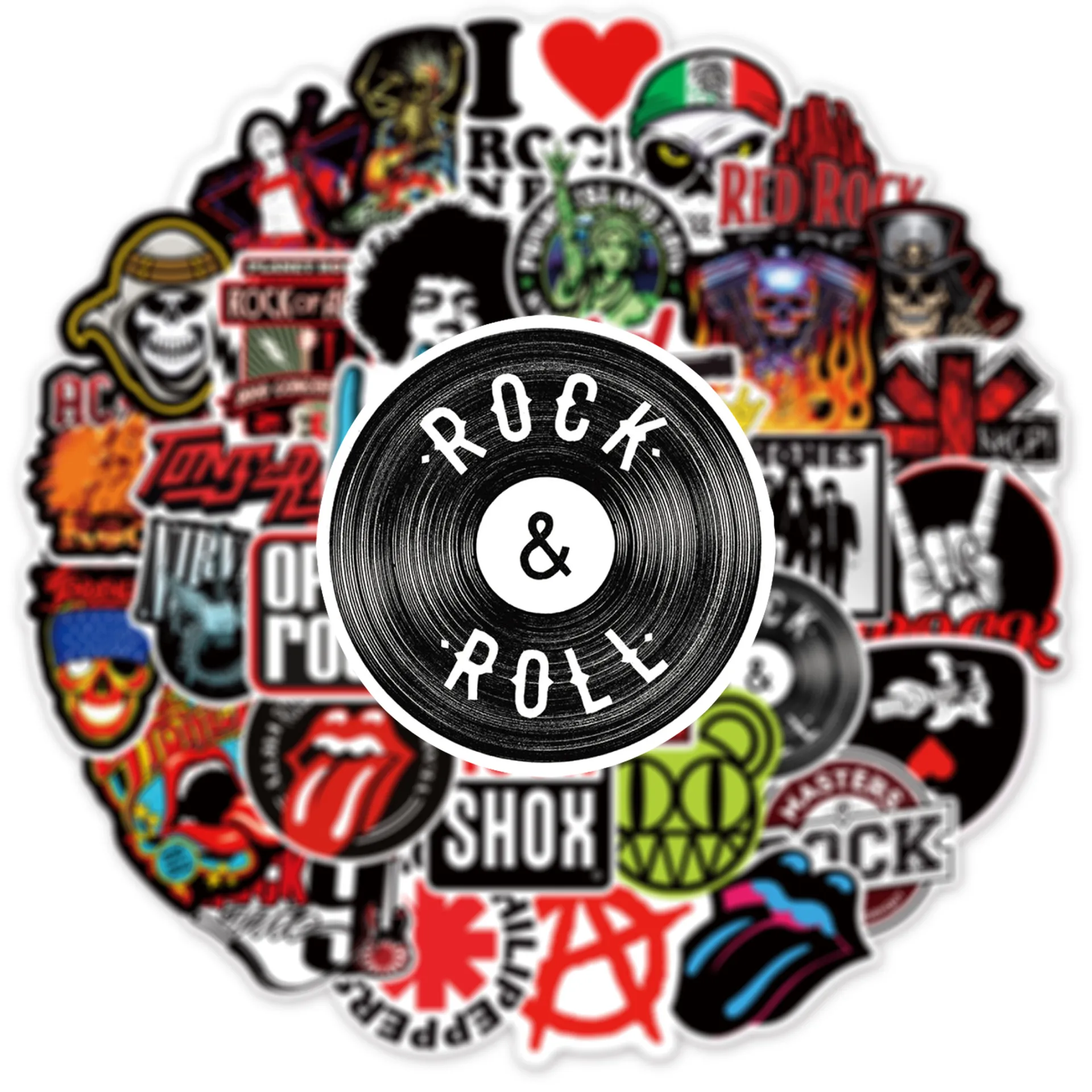 DHgate.com:50pcs Rock And Roll Music Band Punk Graffiti