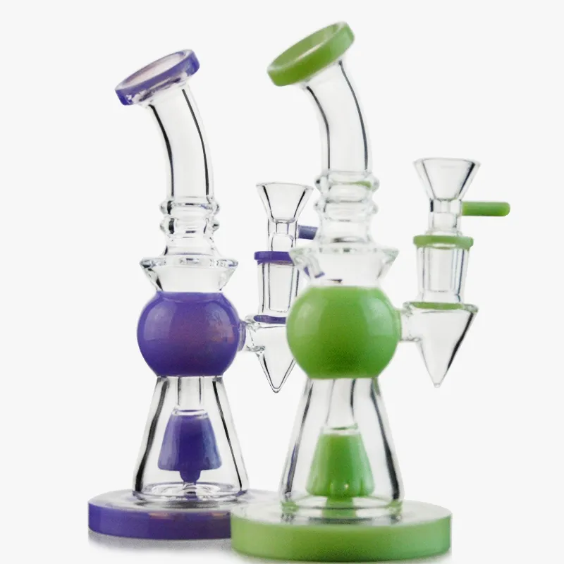 Vente en gros 7,5 pouces Pyramide Conception Heady Verre Narguilés Court Nect Embouchure Huile Dab Rigs 14mm Joint Femelle Avec Bol Conduites D'eau Pommeau De Douche Perc