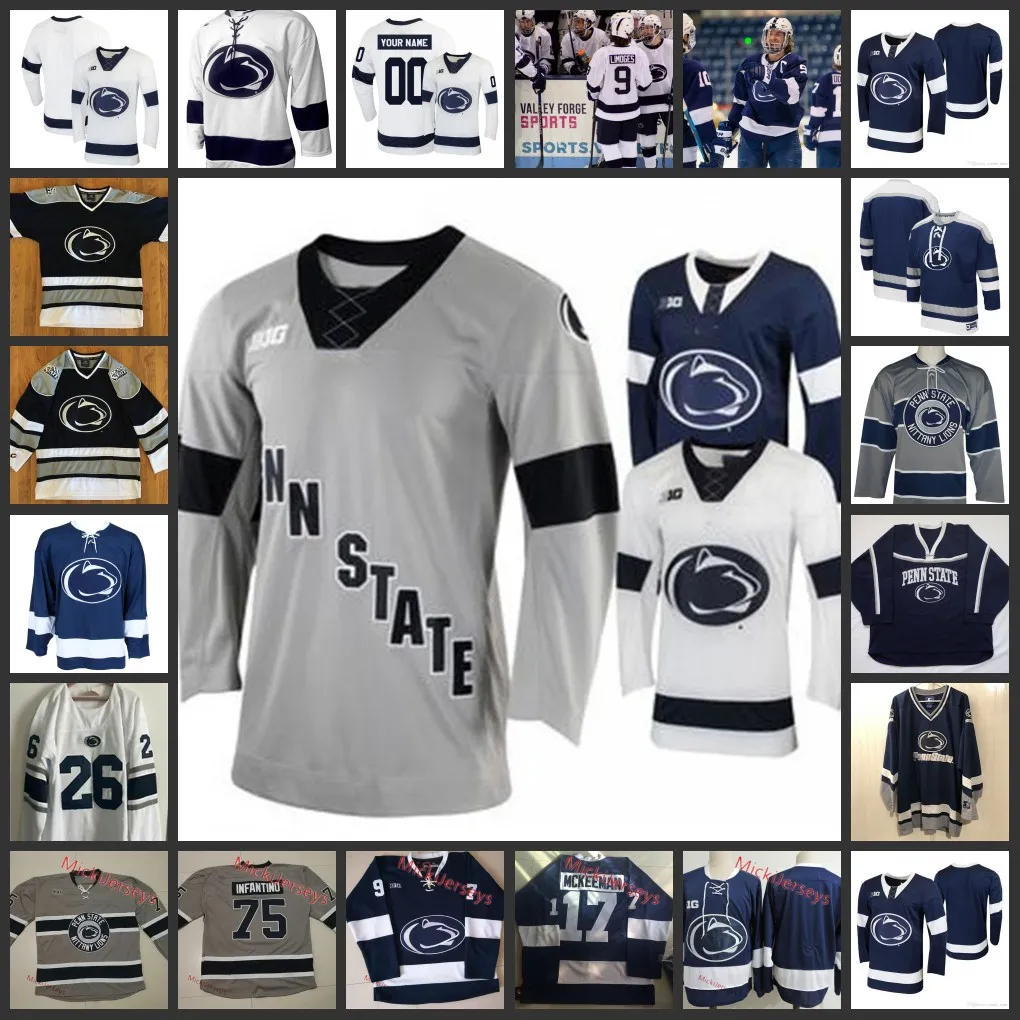 2022 NCAA Frozen Four Penn State Maillot de hockey Nittany Lions 8 Chase Berger (C) 5 Kevin Kerr (A) 10 Brandon Biro 13 Nikita Pavlychev 3 Patrick Koudys 20 Maillots Erik Autio