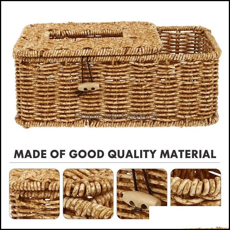 Tissue Boxes & Napkins 1Pc Home Hand-woven Napkin Box Creative Holder Natural Storage