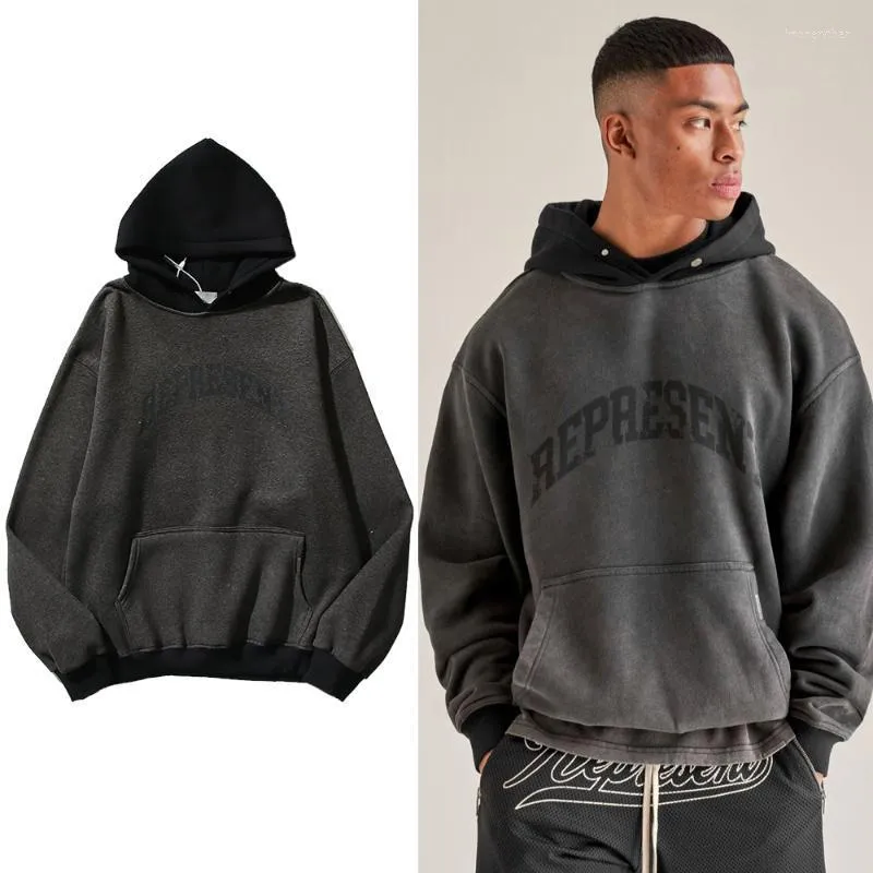 Sweats à capuche pour hommes Hip Hop Rétro Lettre Imprimer Lavé Couple Sweat À Capuche Streetwear Harajuku Surdimensionné Casual Hommes Lâche Polaire Hoo Imon22