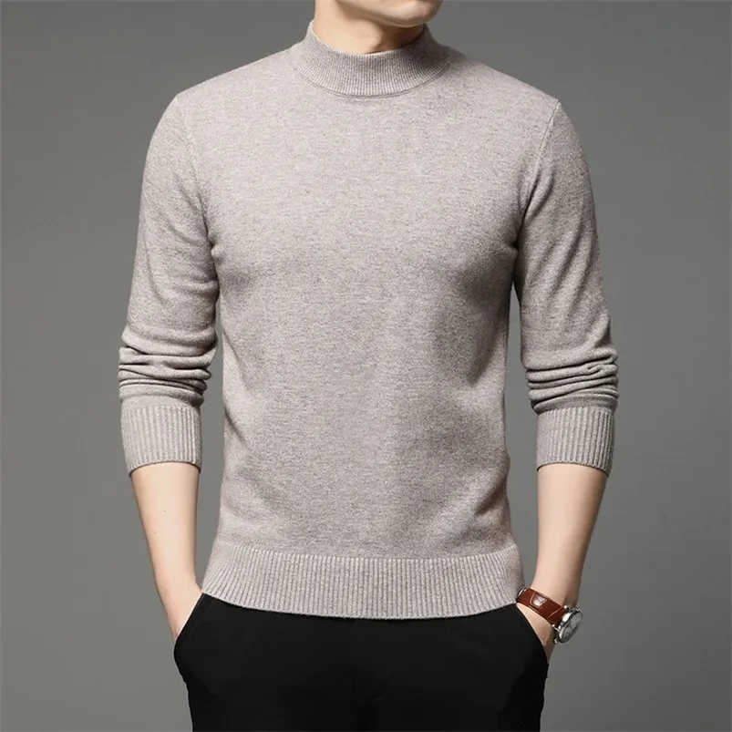 Autumn and Winter Men Turtleneck Pullover Sweater Fashion Solid Color Thick and Warm Bottoming Shirt Male Brand Clothes 220726