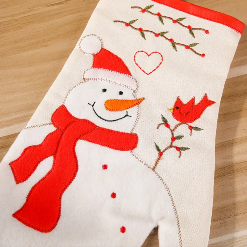 Christmas Baking Heat-Resistant Oven Mitts Kitchen Grilling Anti-scalding Oven Gloves Santa Claus Snowman Tray Pot Dish Bowls Mitt Holder Gift JY1163