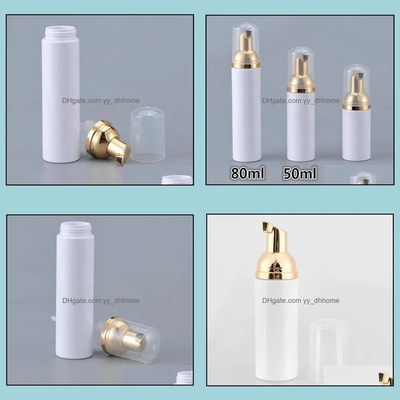 80ml foam dispenser pump bottles with gold pump top- plastic cosmetic makeup lotion storage container foaming foam soap dispenser jar