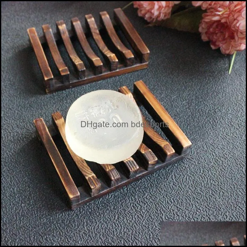 Wood Soap Hollow Rack Natural Wooden Bamboo Tray Holder Sink Deck Bathtub Shower Dish Box