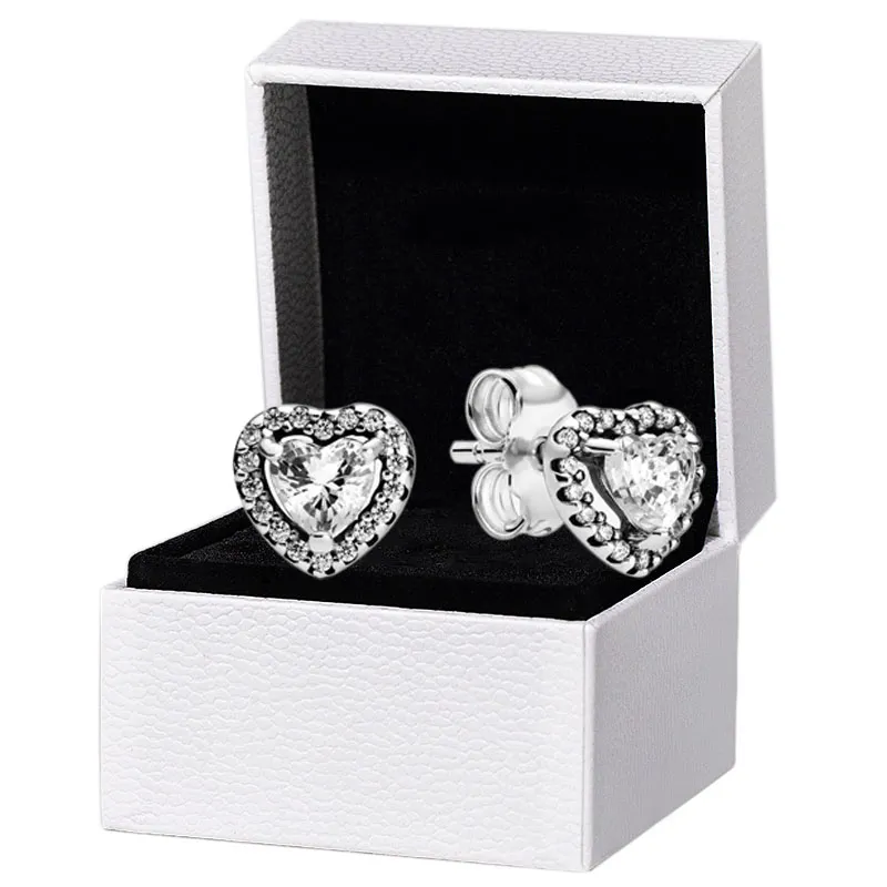 Elevated Heart Stud Earrings Original Box For Sterling Sier Wedding