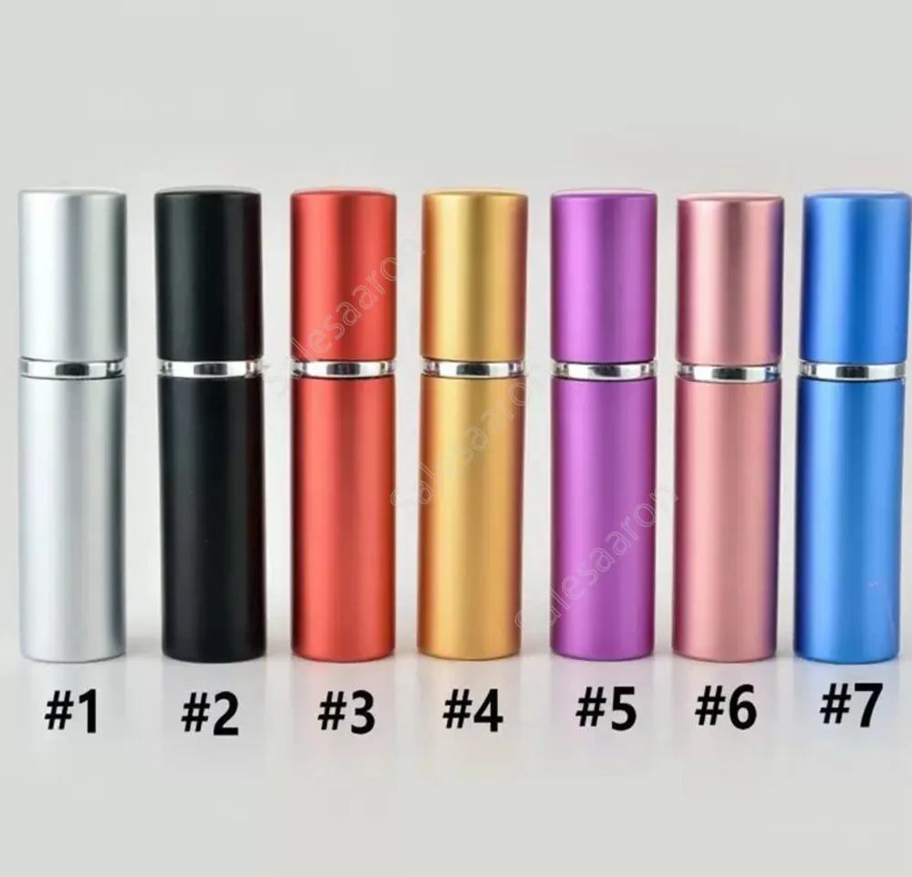 perfume bottle 5ml Aluminium Anodized Compact Perfume Aftershave Atomiser Atomizer fragrance glass scent-bottle Mixed color 500pcs DAS478