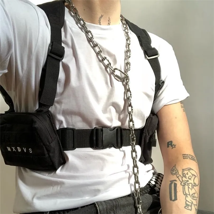 Punk bröstväska för kvinnor hiphop taktisk streetwear stil midjepaket unisex utomhus axel hölsters sling sidväskor 201117