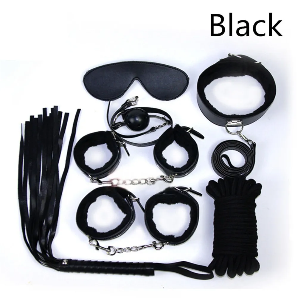 10 Pcs/set PU Leather BDSM Kit - Bondage Set Hand Cuffs Footcuff Whip