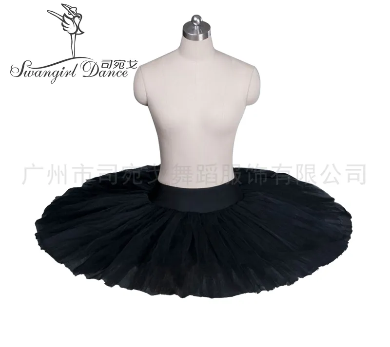 Tutu demi-ballet en Tulle dur noir, costume tutu de ballerine classique, répétition, BT8923