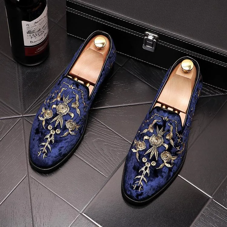 Männer Mode Wildleder Leder Loafer Herren Gedruckt Stickerei Fahren Party Wohnungen männer Mokassins Oxfords Casual Schuh