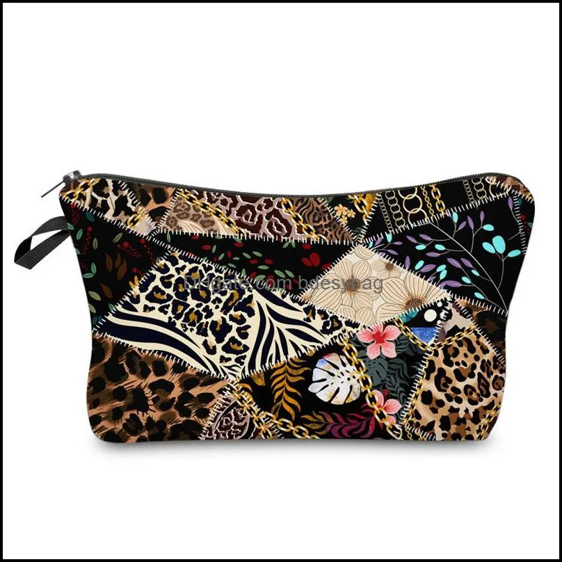 hot sales multi functional lady`s leopard washing bag fashion 3d printing makeup bag travel portable cosmetics storage bag t9i001120