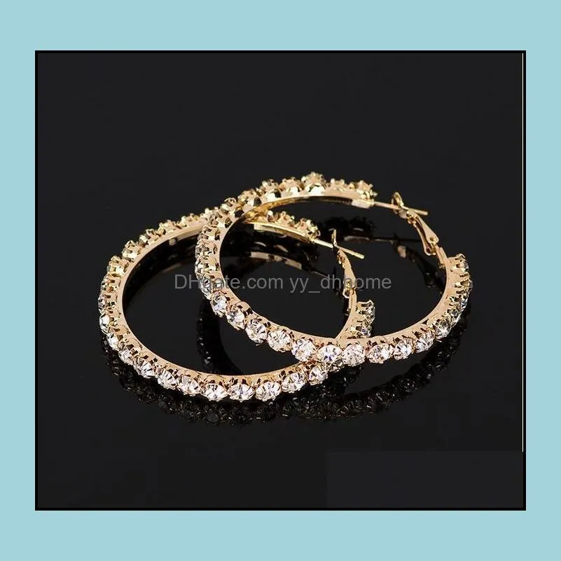 Hoop Hie Earrings Jewelry Crystal Rhinestone Earring Gold Sliver Fashion Ear Ring For Women Gift Epacket Ship Drop Delivery 2021 Inlp5