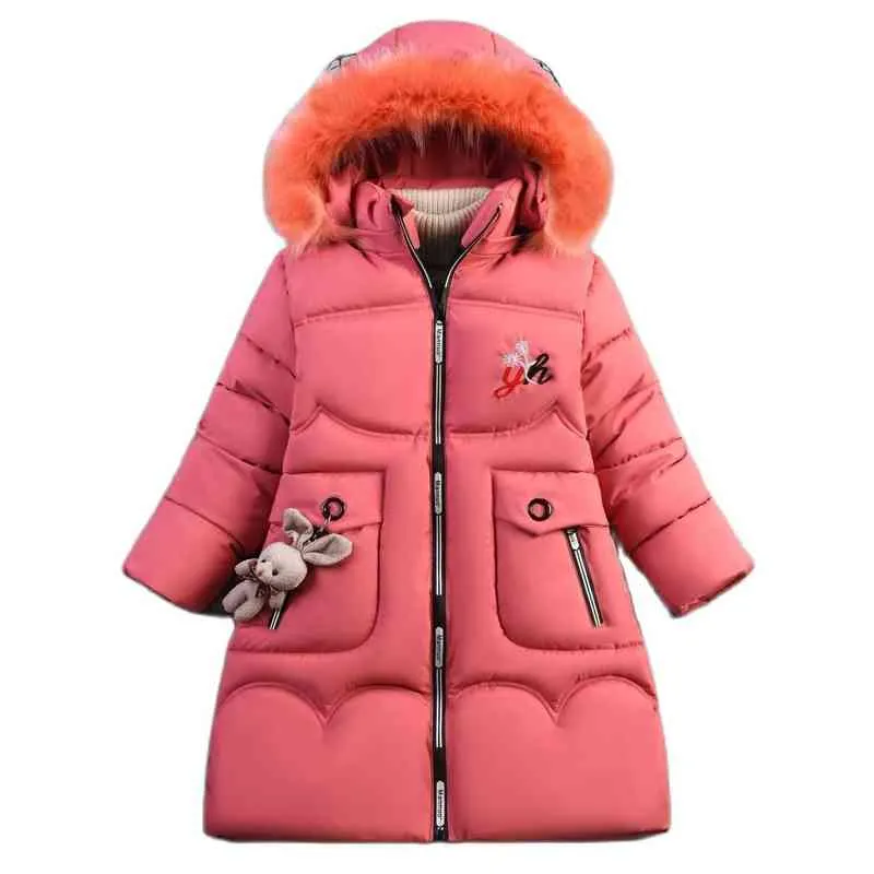 子供ジャケットダウン冬のティーンエイジャーの肥厚ウールフード付き綿のパッド入りパーカジャケット子供暖かい長いジャケット幼児時代のキッズアウターJ220718