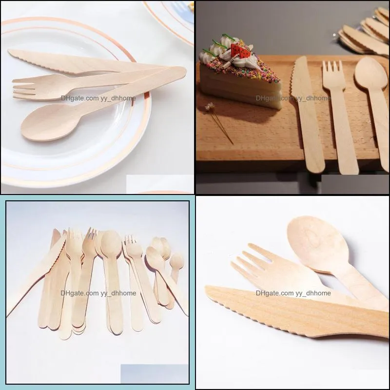 100% biodegradable wooden party cutlery black wood spoon fork knife disposable tableware high quality cheapest pae11054