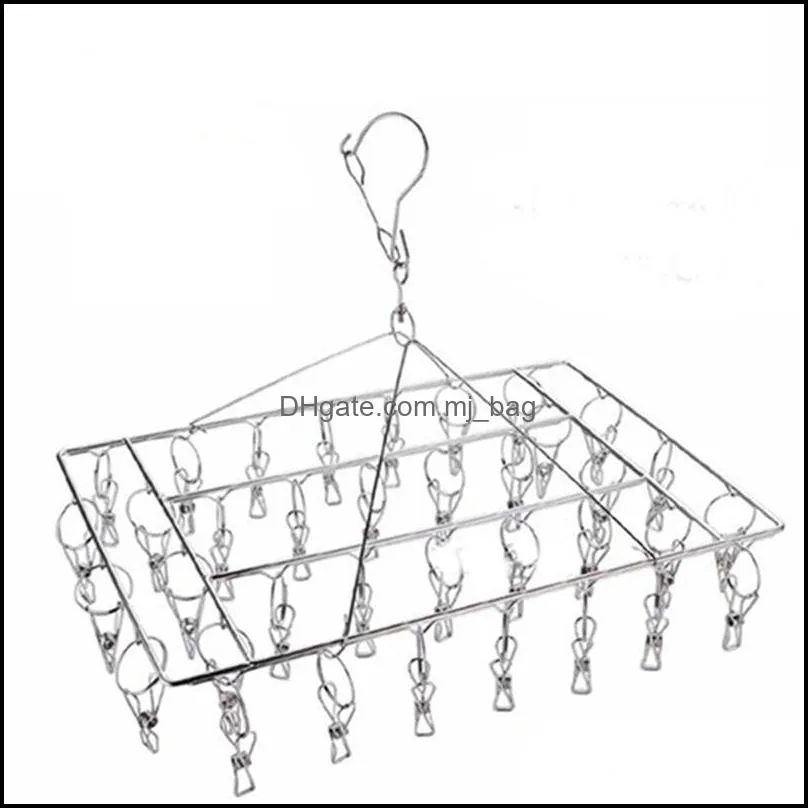 행거 랙 의류 의류 하우스 키 조직 홈 정원 36 클립 금속 빨래 집게 스테인리스 스틸 세탁 건조 랙 클립 휴대용 중단
