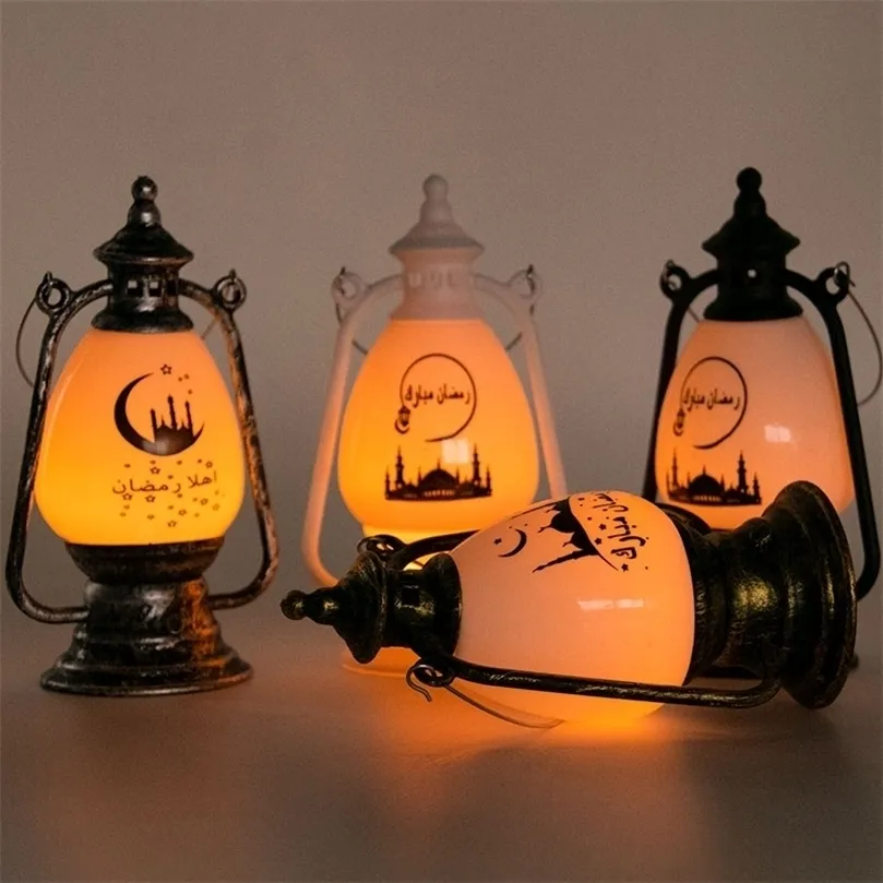 Ramadan Decoratie LED Lichten Oil Lantaarns Eid Mubarak Festival Lamp Kareem Desktop Alfitr 220815