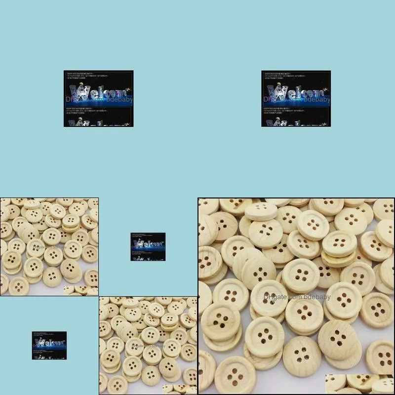 Wholesale 300PCS New 4 hole Round Wood Buttons 20mm Sewing Craft WB27