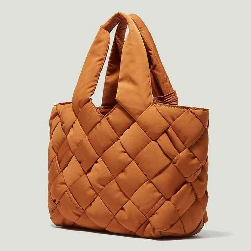 Canvas Woven Casual Handbags for Women Lingge Weave Plaid Ladies Tote Vintage Shopper Large Female Big Shoulder Top Handle Bags 220512