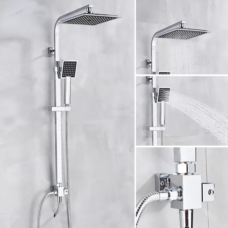 Chrome Bathroom Rainfall Shower Faucet Wall Mounted Simple Design Bathroom Faucets Rainfall Hot Cold Water Mixer Tap