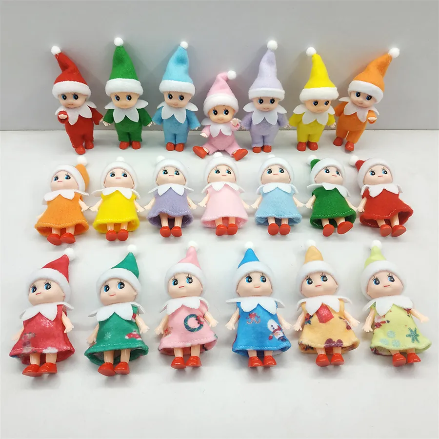 Entrega rápida 21 estilo 2,5 polegadas de natal elf boneca Favor Favor Mini Plush Natal Hom