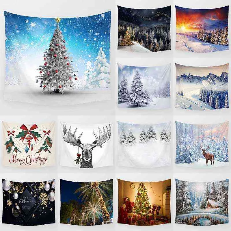 Новейший рождественский ковер настенный искусство, украшение, праздничные фоновые аксессуары Фотография ткани J220804