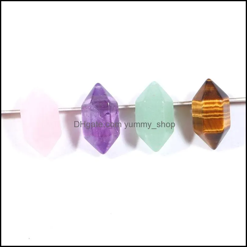 natural stone hexagonal pendulum reiki charm home decoration accessories diy mini gems ornaments for jewelry making