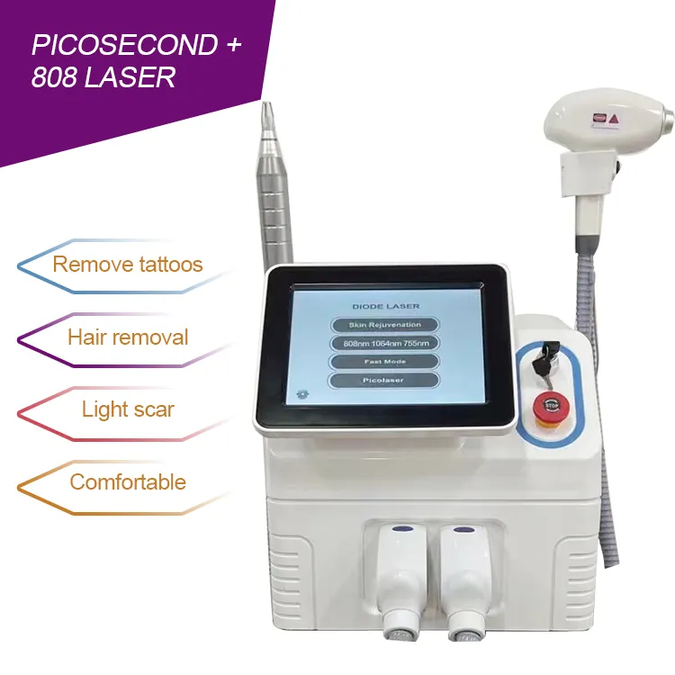 Laser à Diode professionnel Portable 808 et articles de beauté Pico 2 en 1, Machine Laser Nd Yag PicoSecond pour rajeunissement de la peau