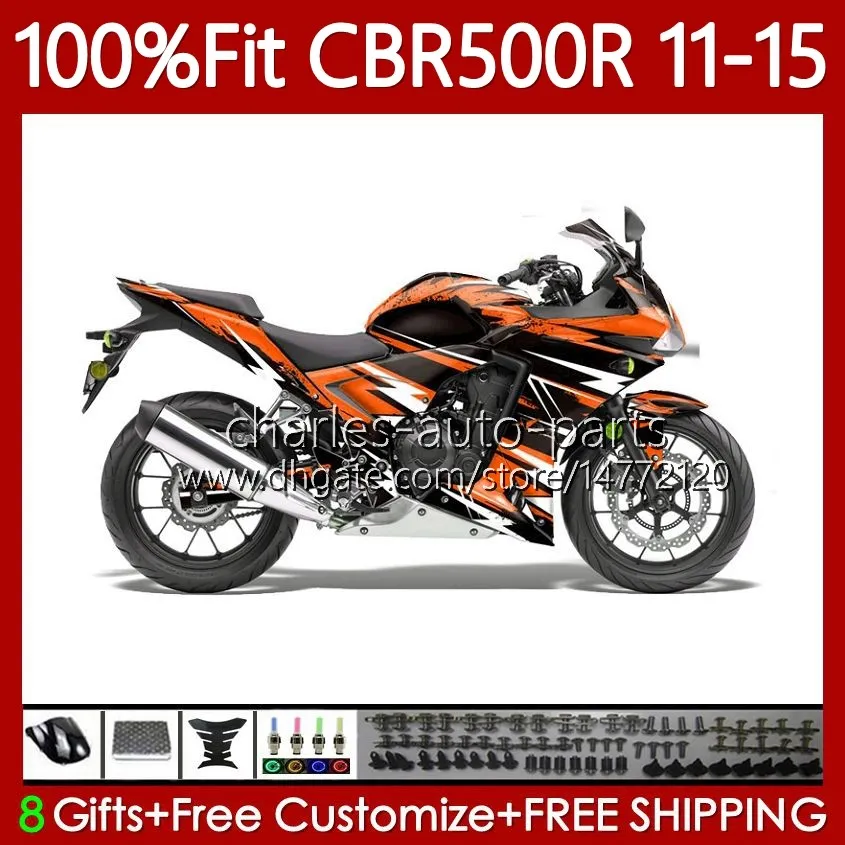 Corps OEM pour HONDA CBR500 CBR 500R 500 R CC 500CC 11-15 Carrosserie orange noir 126No.134 CBR-500R CBR500R 11 12 13 2014 2015 CBR500RR 2011 2012 2013 14 15 Carénage d'injection