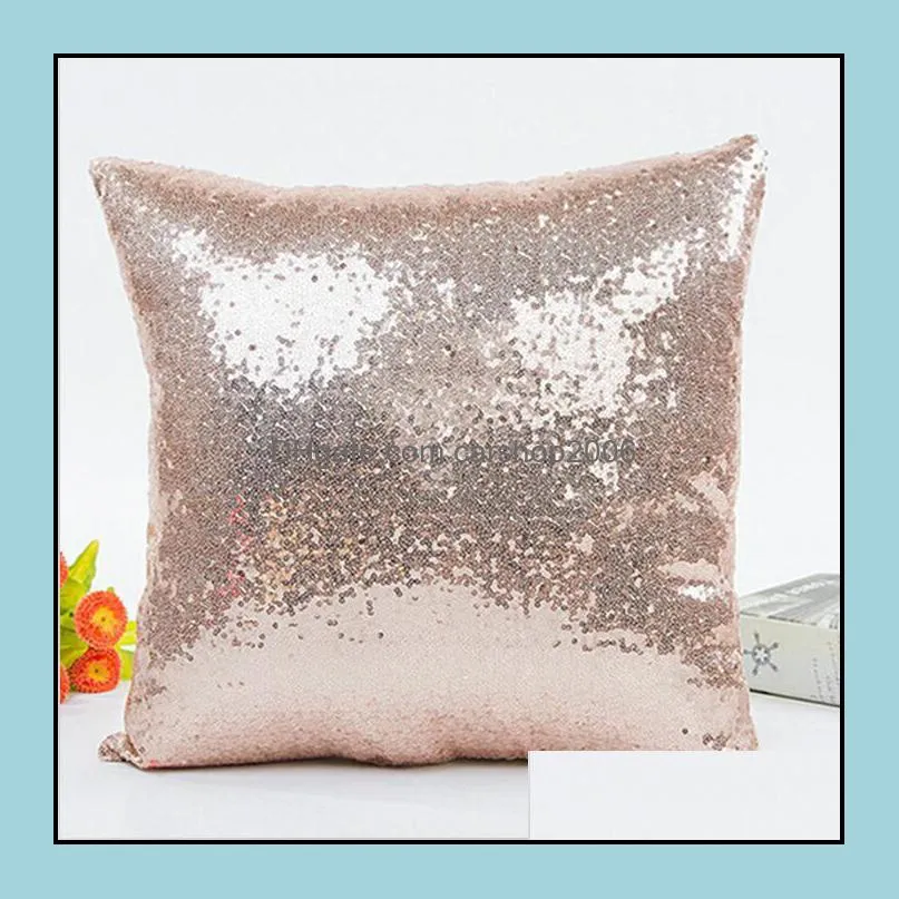 pillow case print throw sofa cushion cover solid pillowcase sequin glitter home bed car magic mermaid zwl242