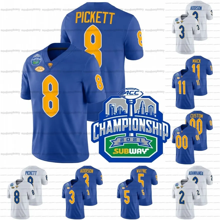 A3740 Custom 2021 22 Pitt Panthers Jersey ACC College Football Patch