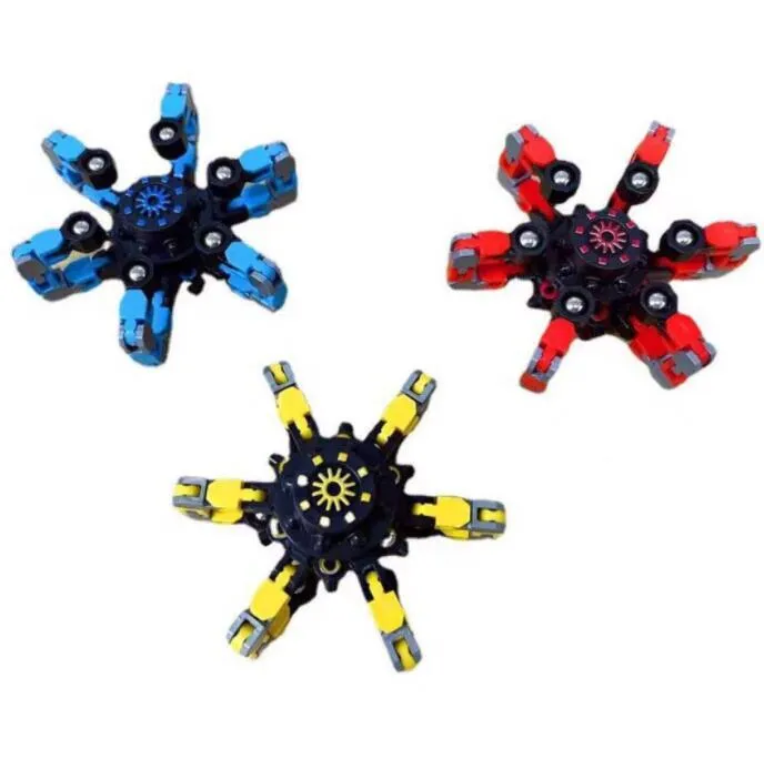 Fidgety speelgoed vingertop lichtgevende rotator puzzel vervorming mechanische ketting kinderen creatieve sensorische decompressie speelgoed party desktop game