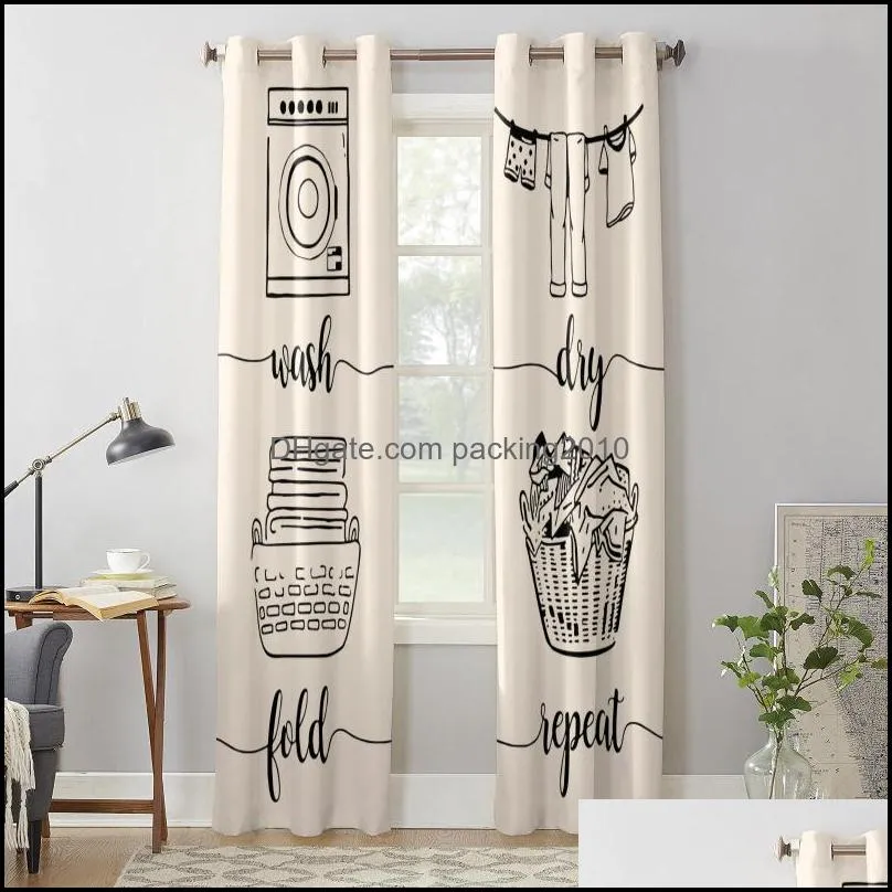 Curtain & Drapes Laundry Room Drawing Retro Windows Curtains Living Luxury Decor Christmas Bedroom Kitchen Window