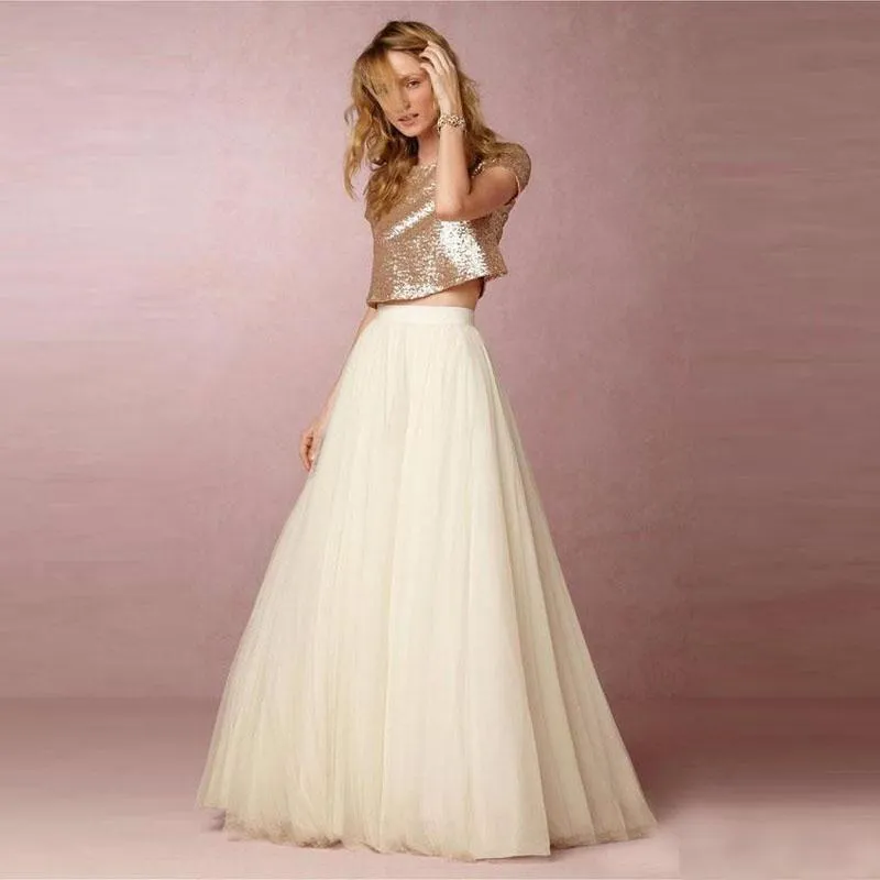 Kjolar Elegant Ivory Long Maxi Dam Golvlängd Vintage Flödande Tyll Tutu Kjol Balfest Faldas Saias 2022Kjolar