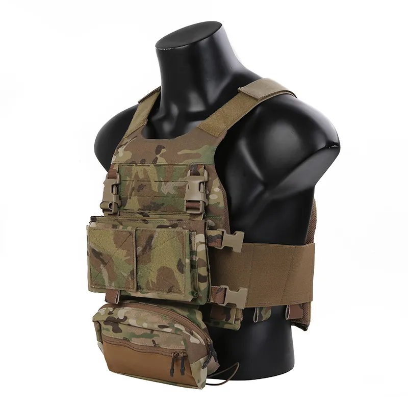 FCS Multi-Purpose Plate Carrier MK Chest Rig Set SS Style Elastic Cummerbund Sack Pouch Micro Airsoft Tactical Vest by Emersongear