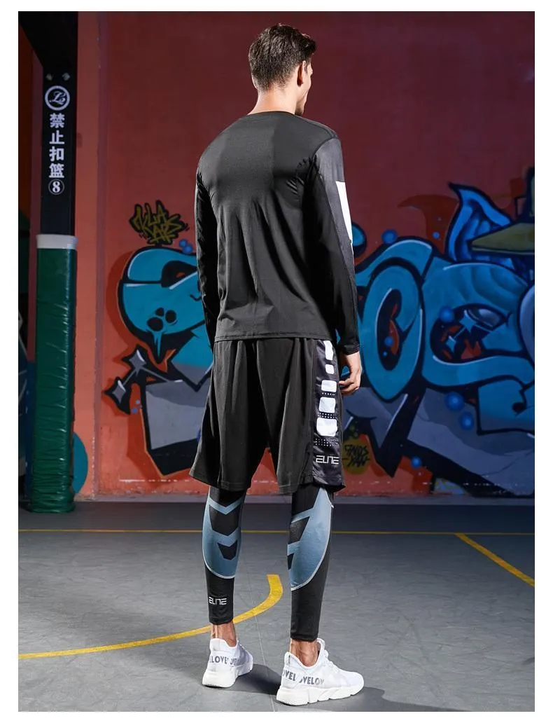 Conjunto de ropa deportiva de entrenamiento para hombre Gimnasio Fitness  Compresión Traje deportivo Jogging Ropa deportiva ajustada Ropa 4XL5XL  Hombre